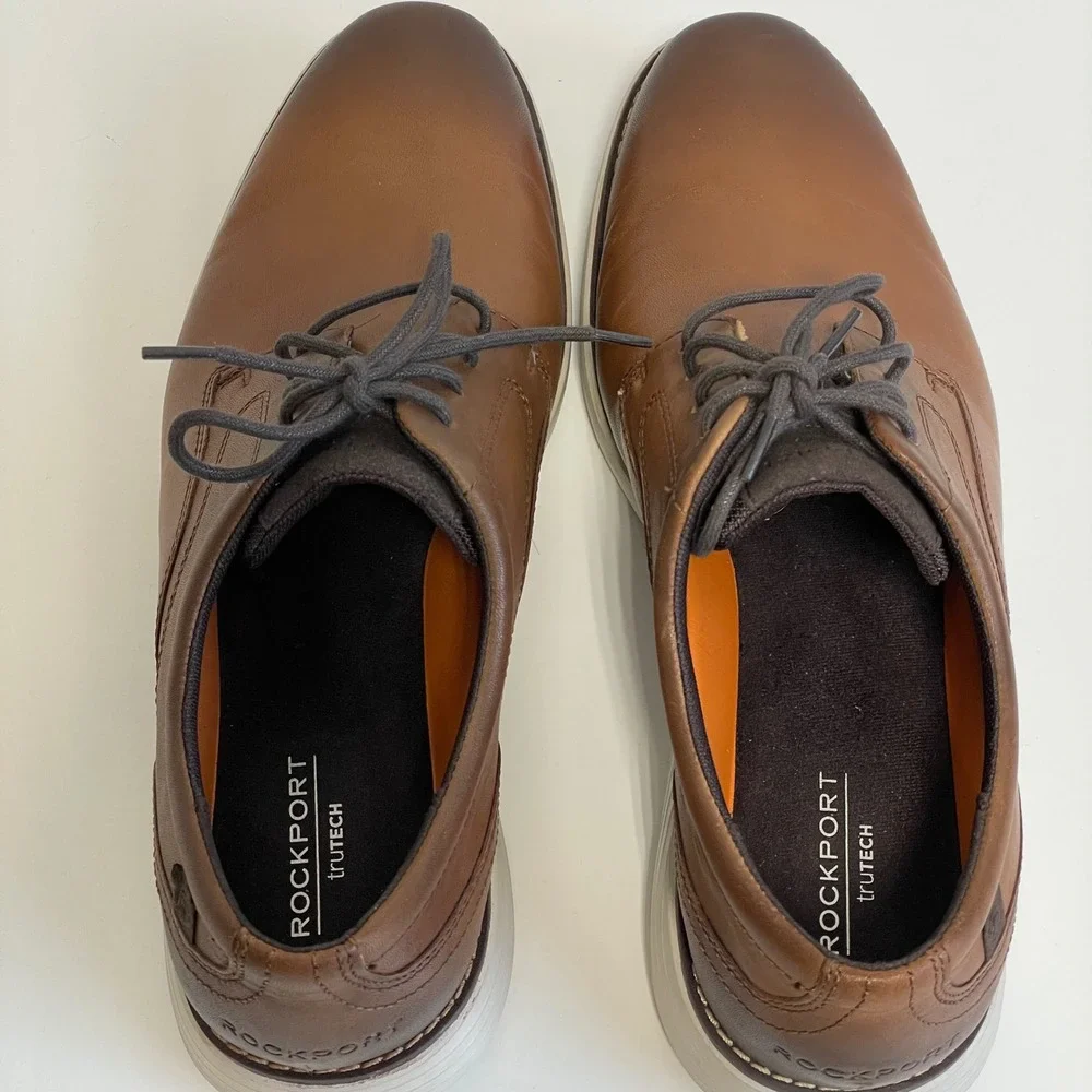 Rockport truTech Men's Brown Leather Lace Up Dress Shoes Size‎ 9.5